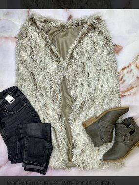Mocha Faux Fur Vest - Soft Taupe
